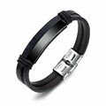 Herren Lederarmband Schwarz Armband Herrenarmband Männer Edelstahl Geschenkidee