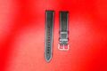 Watch strap leather 22mm lugs with silver buckles black Watch strap leather(A41)