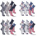 9 Paar Kinder Socken Strümpfe Mädchen Jungen Motiv USA Ringel Amerika 