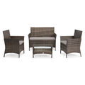 B-Ware SVITA BROOKLYN Polyrattan Sitzgruppe Balkon-Lounge Gartenmöbel-Set Braun