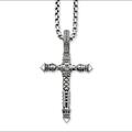 Herren Halskette Anhänger Kreuz 925er Silber schwarz Venezianerkette A3239S