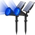 LED Blau Solarstrahler Solarleuchte Solarlampe Gartenstrahler Spot Light Aussen