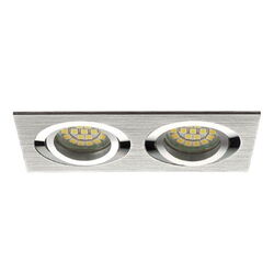 2er Einbaurahmen MR16/GU10 schwenkbar "SEIDY" 2x 80mm DA Aluminium gebürstet
