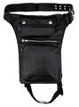 Motorrad Biker Echt Leder Beintasche Custom Freizeit Legbag Schwarz Leder Tasche