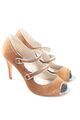 BODEN Peeptoe Pumps Damen Gr. DE 38 braun-silberfarben Elegant