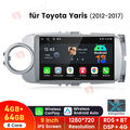 4G+64GB Autoradio Für Toyota Yaris 2011-2018 Android 13 GPS Navi CarPlay 4G DAB+