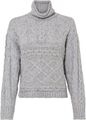 Neu Strickpullover mit Zopfmuster Gr. 44/46 Grau Damenpullover Strick-Pulli