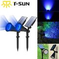 2er Blau LED Solarstrahler Solarleuchten Wasserdicht Solar Gartenleuchten lampe