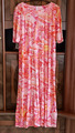 M.A.C.S Barbara Kessels, Gr. 40, Damen Kleid Kurzarm Orange Pink Gelb, Wadenlang