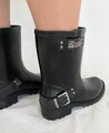 Tommy Hilfiger Damen Gummistiefel Stiefelette Gr.39 Biker wie neu Schwarz