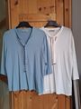 2 Stck Hochwertige Shirt von UTA RAASCH Gr 44  Blau + Naturweiss s.g.erh Lyocell