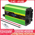 2000w 4000w Wechselrichter Spannungswandler Reine Sinuswelle 12V zu 230V 4USB 