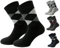 Herrensocken 4 Paar warme Thermosocken GR 39-46 Wintersocken Kariert Vollfrottee