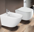 Bidet & Hänge WC Komplettset I Wand Toilette mit Softclose WC-Sitz I Wand Bidet