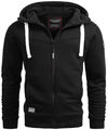 A. Salvarini Herren Pullover Langarm Sweatjacke Kapuze Hoodie Biker O123 Schwarz