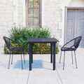 3-tlg. Garten-Essgruppe PVC Rattan Schwarz