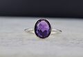 Schöne Amethyst Oval Checker Schnitt Edelstein Massiv 925 Silber Minimalistring