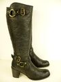 CAFE NOIR  Lederstiefel schwarz Gr 37  ECHTLEDER  Schnallen Stiefel Glattleder 