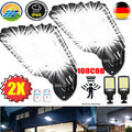 2er 5000W Solarleuchte mit Bewegungsmelder Außen Lampe Fluter LED Strahler