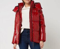 Steppjacke in Lack-Optik mit Wattierung in bordeaux rot M