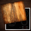 Herd-Abdeckplatte Glas Ceranfeld-Abdeckung Deko Holz Brett Braun - 2x30x52 cm
