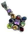 Anhänger Multicolor Edelsteinanhänger Granat Peridot Amethyst Citrin 925 Silber