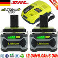 2X Original Für Ryobi Akku 18V 12,0Ah HP Lithium ONE Plus RB18L50 P108/Ladegerät