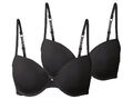 esmara® Damen Bügel-BHs, 2 Stück, mit gepaddeten Cups (schwarz, 80B) - B-Ware