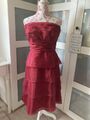 Zero Abendkleid Cocktailkleid Rot Schulterfrei Gr 40 Raffung Volon