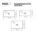 Kamin Glasbodenplatte Vorlegeplatte Kaminplatte Funkenschutz 6 mm Glas Platte