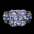 Valentinstag 925 Silberring Oval Tansanit Smaragd Rhodolith Edelstein Schmuck 9