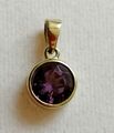 Gold Kette Anhänger Gelbgold 375 9K mit elegante Amethyst, 1.35g, Neuwertig, Top