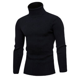 Herren Rollkragen Strickpullover Sweatshirt Jumper Langarm Pullover Unterhemd DE