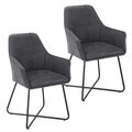 B-Ware JOSIE Dining 2er Set Esszimmerstuhl Sessel Polsterstuhl Stoff dunkelgrau