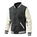 Herren College Baseball Jacke Sweat Jacke Leder Mehrfarbig Gr. S - 3XL