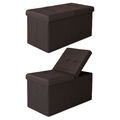 dibea faltbarer Sitzhocker mit Klappdeckel 76x38x38 cm Box Leinen braun