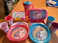 Geschirr-Set Kinder, 2 Brotdosen, Kanne, Becher, Teller, Einhorn-Motiv