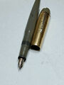 Seltener Parker Eversharp Skyline grauer Hebelfüller (1945) 14 kt GOLD Neu in OVP