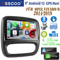 Android 12 CarPlay Autoradio GPS Navi WIFI RDS BT Für Opel Vivaro B Fiat Talento