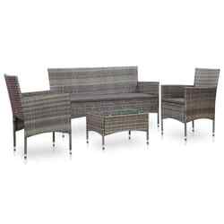 vidaXL 4-tlg. Garten-Lounge-Set mit Auflagen Poly Rattan Grau TOS