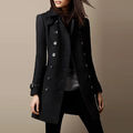 Damen Trenchcoat Wollmantel Overcoat Anzugjacke Elegant Lang Blazer Winterjacke