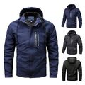 Herren Winter Fleece gefütterte Jacke warm lässig taktischer Mantel mit Kapuze