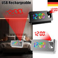 LED Wecker mit Projektion Digital Wecker Temperatur Dimmbar Tischuhr Alarm USB