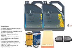 BOSCH Inspektionpaket 10 L Mercedes ORIGINAL Öl 5W-40 229.5 für SL 350