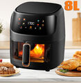 8L 1800W Heißluftfritteuse Fritteuse Heißluft Digitale Edelstahl Air Fryer XXL