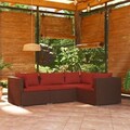 vidaXL 4-tlg. Garten-Lounge-Set mit Auflagen Poly Rattan Braun