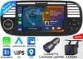 CAM+Autoradio 7 Zoll IPS Android 13 GPS Navi WiFi CarPlay für Fiat 500 2007-2015