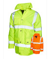 Straßenbau Warn Regenjacke m Kapuze Gr.S-4XL gelb orange Warnschutz EN471 Bau 