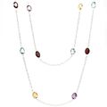 102cm Collier lange Halskette 925 Silber Schmuck Kette Multicolor Topas Citrin