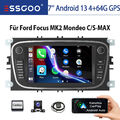 4+64G Für Ford Focus Mondeo MK4 C/S-Max Autoradio Android 13 Carplay GPS Nav KAM